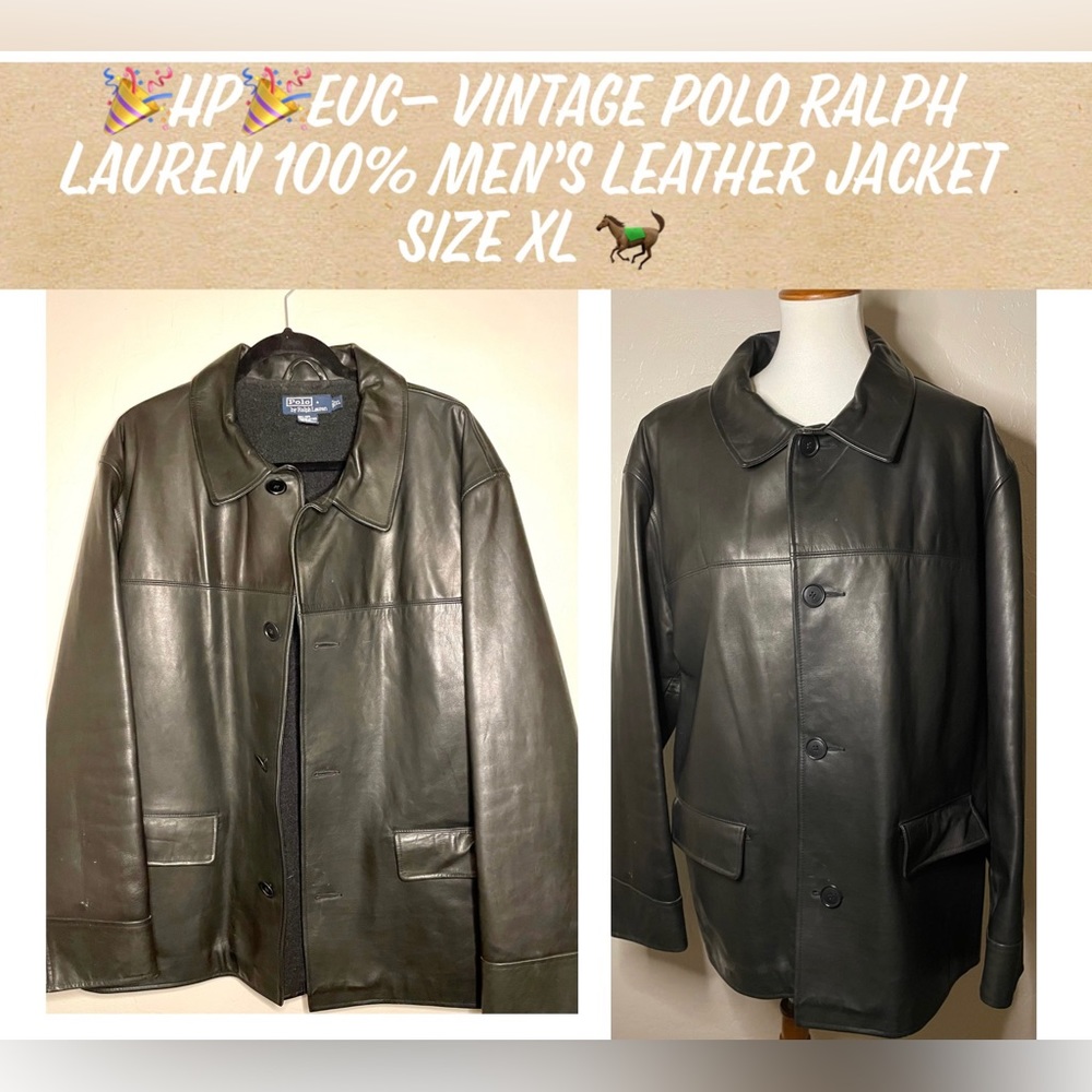 🎉HP🎉EUC-Polo Ralph Lauren Men Vintage 100% Leather Jacket Wool Lined Brown XL